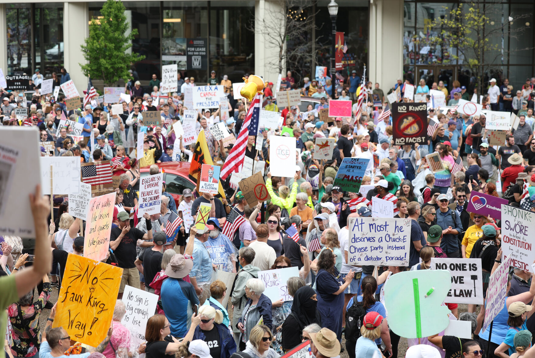 Crowd holding signs at No Kings rally - June 14.JPG